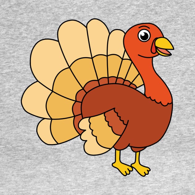 Cute Happy Turkey Farm animal by Cute Tees Kawaii